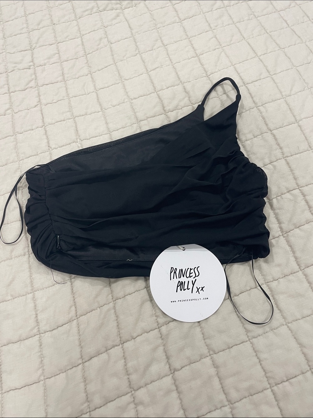 Princess Polly Black Ruched Side-Drawstring Crop Top